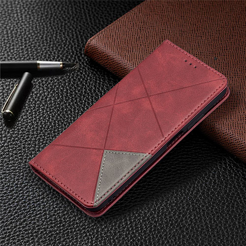 Leather Case Stands Flip Cover T17 Holder for Xiaomi Poco M3 Red