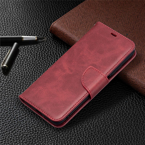 Leather Case Stands Flip Cover T18 Holder for Xiaomi Poco M3 Red