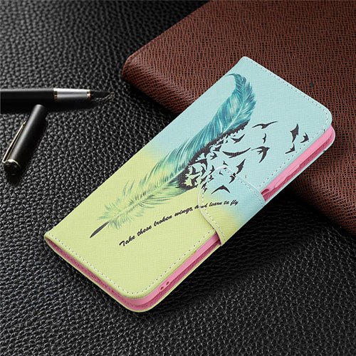 Leather Case Stands Flip Cover T19 Holder for Xiaomi Poco M3 Matcha Green