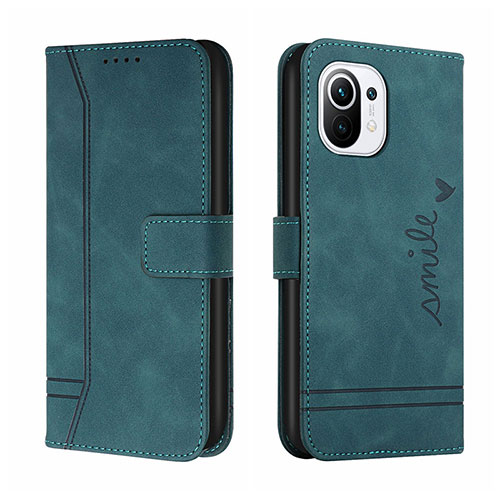 Leather Case Stands Flip Cover T22 Holder for Xiaomi Mi 11 Lite 5G Green