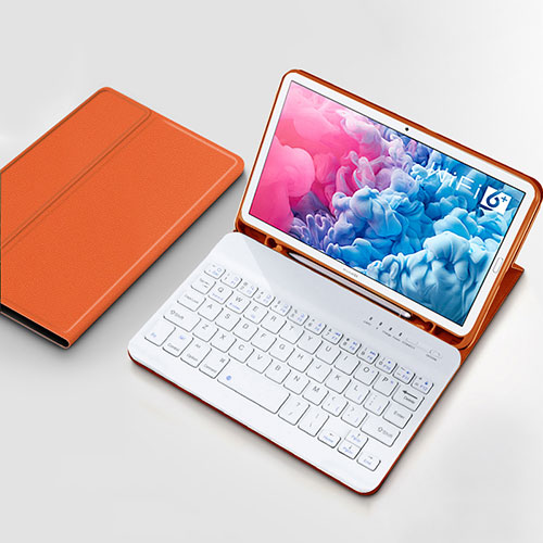 Leather Case Stands Flip Cover with Keyboard for Huawei MatePad 10.8 Orange