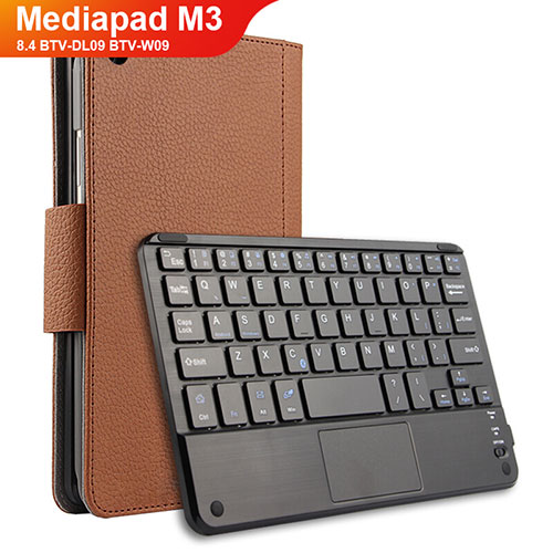 Leather Case Stands Flip Cover with Keyboard for Huawei Mediapad M3 8.4 BTV-DL09 BTV-W09 Brown