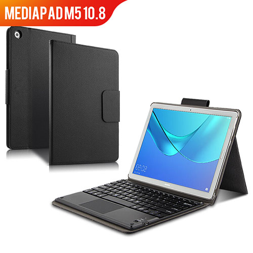 Leather Case Stands Flip Cover with Keyboard for Huawei MediaPad M5 10.8 Black