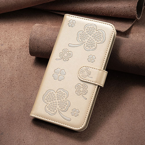 Leather Case Stands Flip Flowers Cover Holder BF2 for Oppo A78 5G Gold