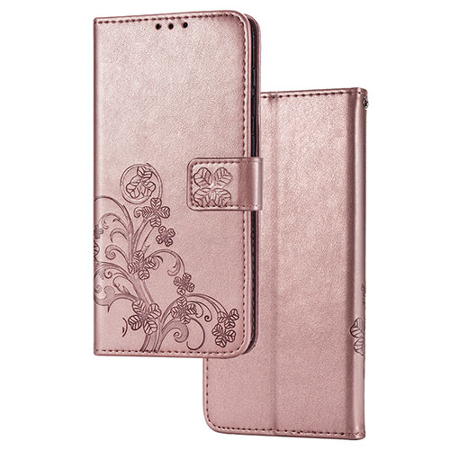 Leather Case Stands Flip Flowers Cover Holder for Huawei P40 Lite E Pink