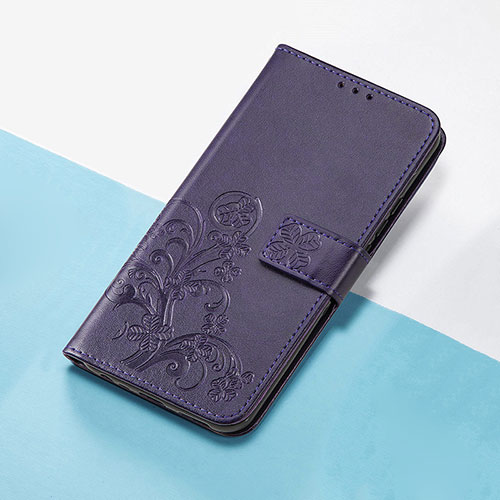 Leather Case Stands Flip Flowers Cover Holder for Huawei P40 Pro Purple