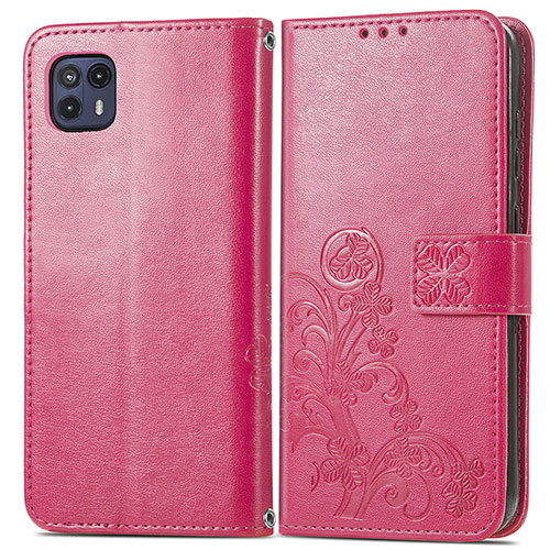 Leather Case Stands Flip Flowers Cover Holder for Motorola Moto G50 5G Red