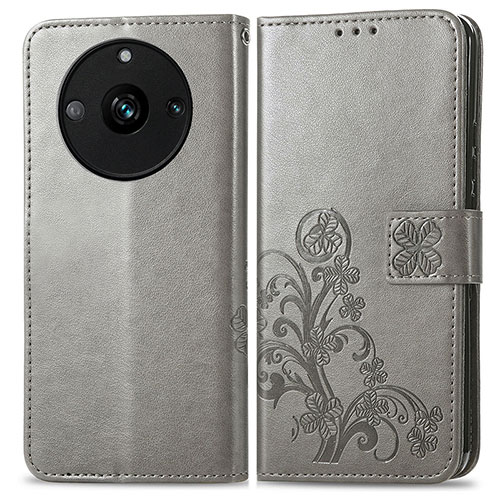 Leather Case Stands Flip Flowers Cover Holder for Realme 11 Pro+ Plus 5G Gray