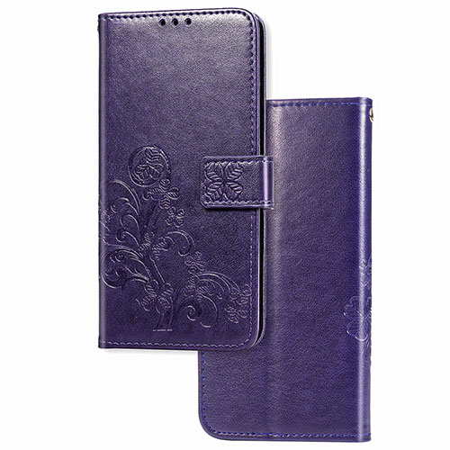 Leather Case Stands Flip Flowers Cover Holder for Samsung Galaxy M51 Purple