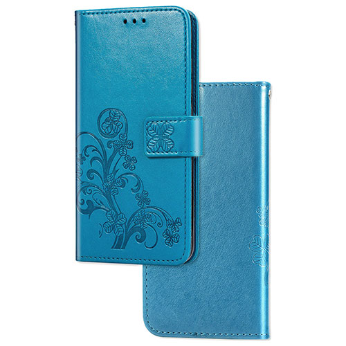 Leather Case Stands Flip Flowers Cover Holder for Sony Xperia 1 II Blue