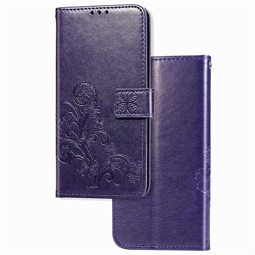 Leather Case Stands Flip Flowers Cover Holder for Sony Xperia 5 II Purple