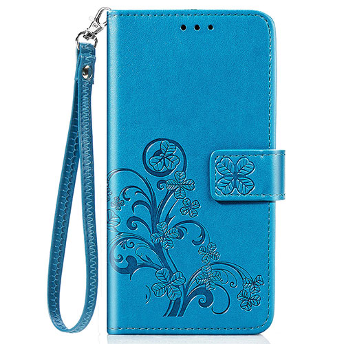 Leather Case Stands Flip Flowers Cover Holder for Sony Xperia 8 Blue