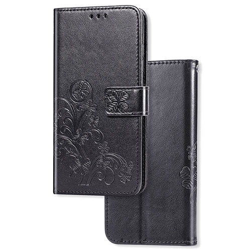 Leather Case Stands Flip Flowers Cover Holder for Sony Xperia L3 Black