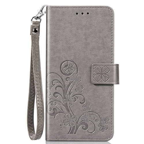 Leather Case Stands Flip Flowers Cover Holder S02D for Samsung Galaxy A30 Gray