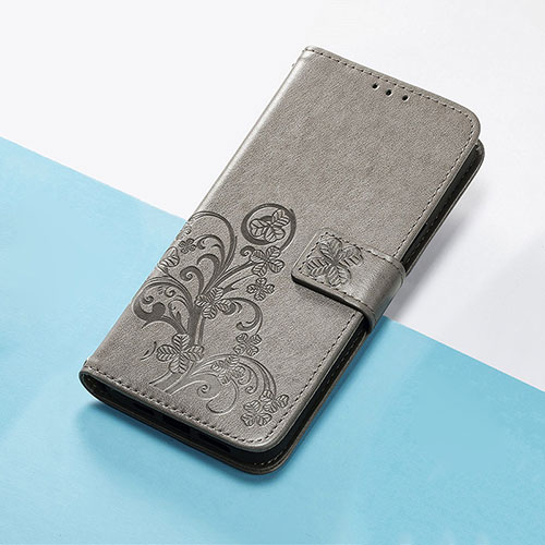 Leather Case Stands Flip Flowers Cover Holder S03D for Huawei Nova 7 SE 5G Gray