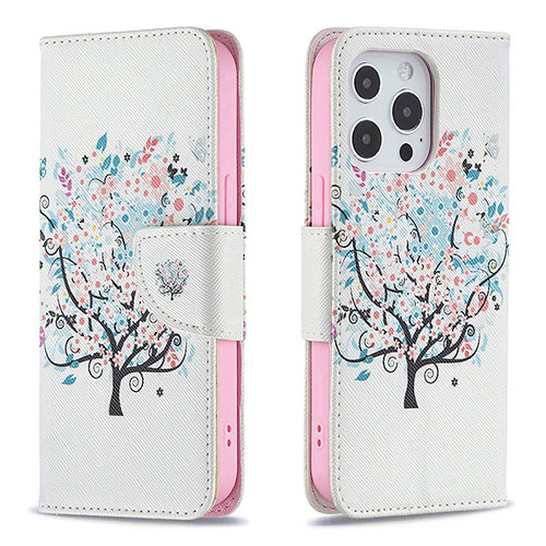 Leather Case Stands Flip Flowers Cover Z02 Holder for Apple iPhone 14 Pro Max Mixed