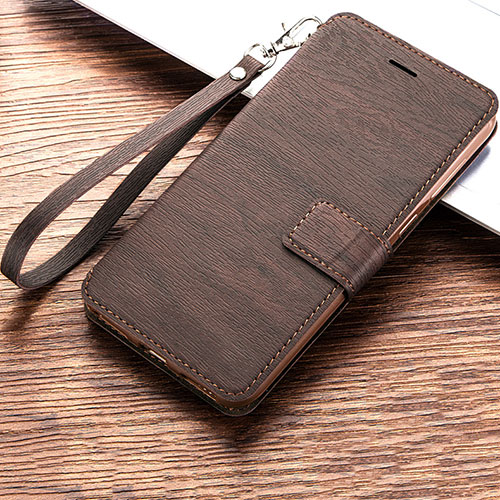Leather Case Stands Flip Holder Cover for Huawei Honor 8A Brown