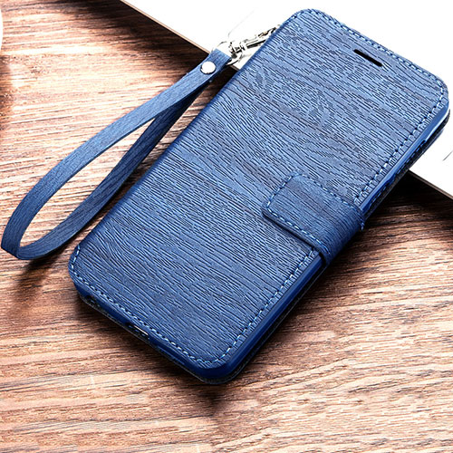 Leather Case Stands Flip Holder Cover for Huawei Y6 Prime (2019) Blue