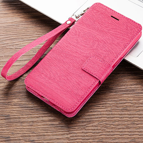 Leather Case Stands Flip Holder Cover for Huawei Y6 Prime (2019) Hot Pink