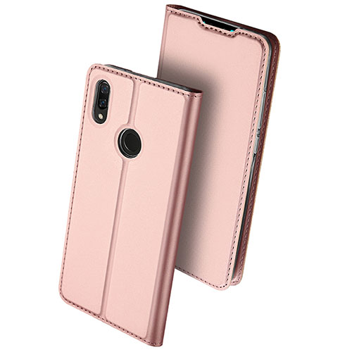 Leather Case Stands Flip Holder Cover for Huawei Y9 (2019) Rose Gold