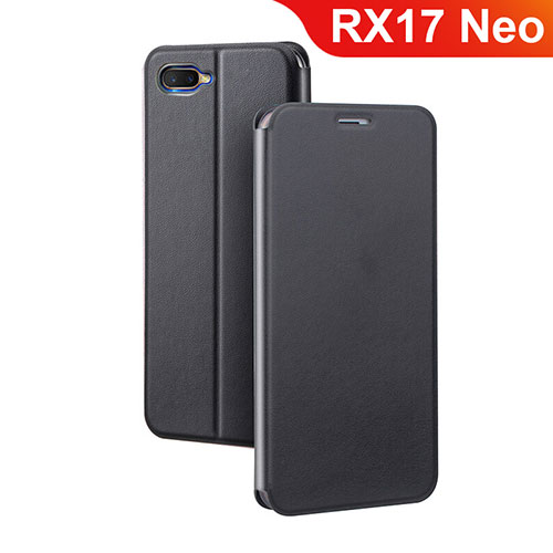 Leather Case Stands Flip Holder Cover for Oppo RX17 Neo Black