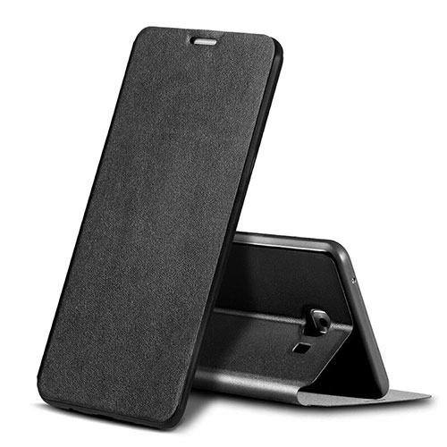 Leather Case Stands Flip Holder Cover for Samsung Galaxy C9 Pro C9000 Black