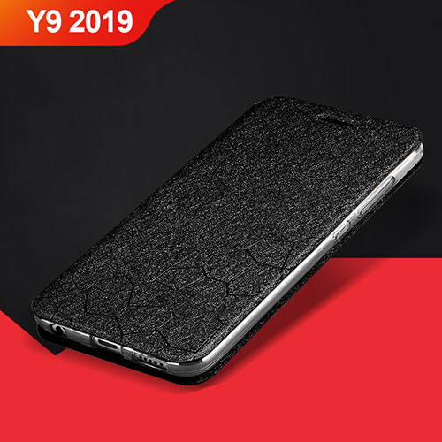 Leather Case Stands Flip Holder Cover L01 for Huawei Y9 (2019) Black