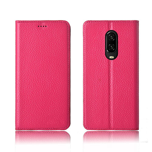 Leather Case Stands Flip Holder Cover L01 for OnePlus 6T Rose Gold