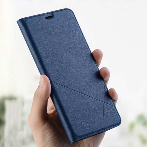 Leather Case Stands Flip Holder Cover L01 for Oppo AX7 Blue