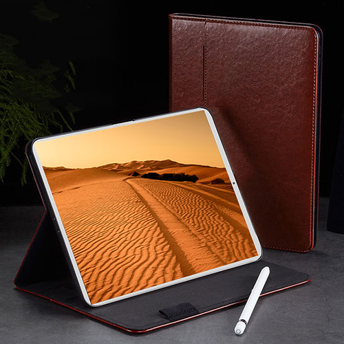 Leather Case Stands Flip Holder Cover L02 for Apple iPad Pro 11 (2018) Brown