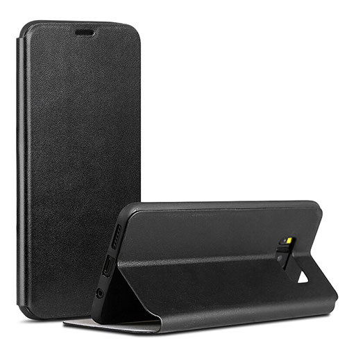 Leather Case Stands Flip Holder Cover P01 for Samsung Galaxy S8 Black