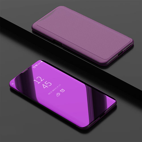 Leather Case Stands Flip Holder Mirror Cover for Oppo Find X Purple
