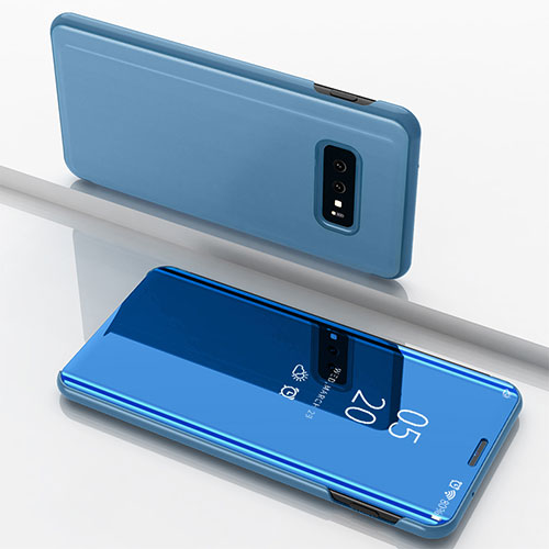 Leather Case Stands Flip Holder Mirror Cover for Samsung Galaxy S10e Sky Blue