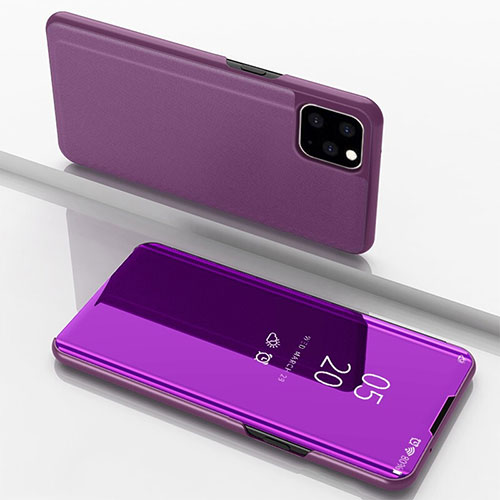 Leather Case Stands Flip Mirror Cover Holder for Apple iPhone 11 Pro Max Purple