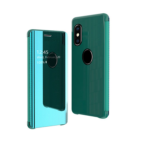 Leather Case Stands Flip Mirror Cover Holder for Apple iPhone X Green