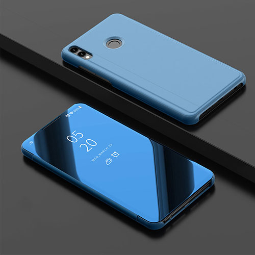 Leather Case Stands Flip Mirror Cover Holder for Huawei Enjoy 9 Plus Blue