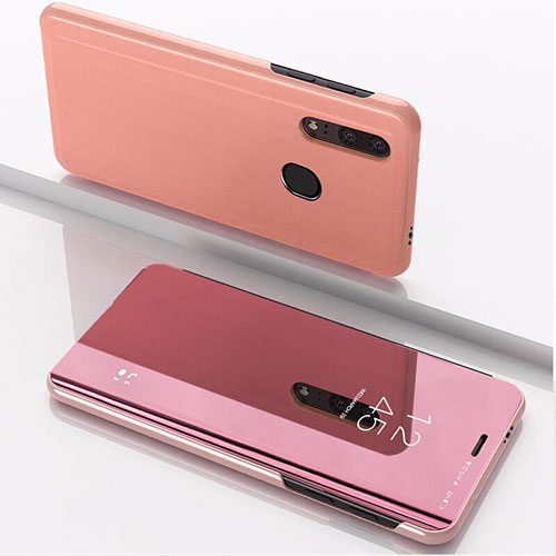 Leather Case Stands Flip Mirror Cover Holder for Huawei Honor 20 Lite Rose Gold