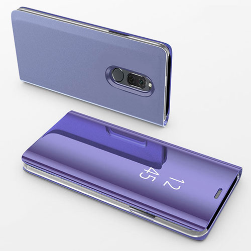 Leather Case Stands Flip Mirror Cover Holder for Huawei Mate 10 Lite Purple
