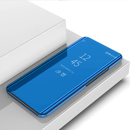 Leather Case Stands Flip Mirror Cover Holder for Huawei Nova 6 SE Blue