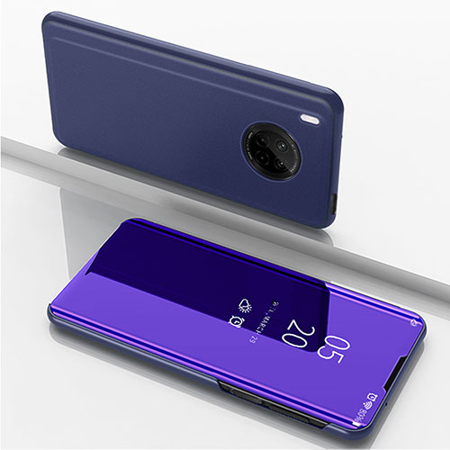 Leather Case Stands Flip Mirror Cover Holder for Huawei Y9a Purple
