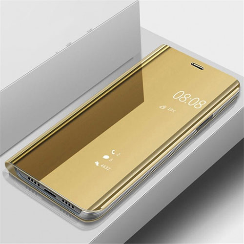 Leather Case Stands Flip Mirror Cover Holder for OnePlus 7 Pro Gold