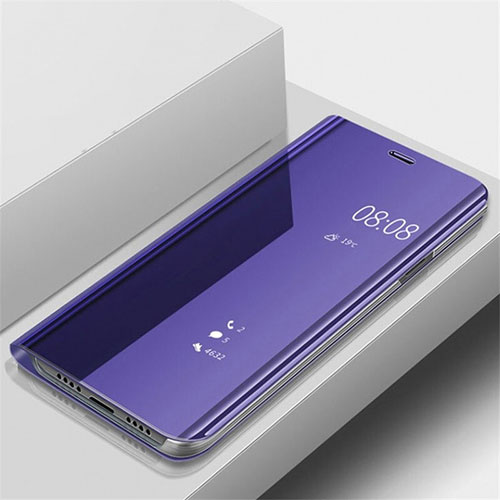 Leather Case Stands Flip Mirror Cover Holder for OnePlus 7 Pro Purple