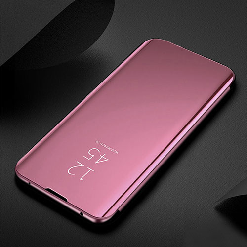 Leather Case Stands Flip Mirror Cover Holder for OnePlus Nord N200 5G Rose Gold