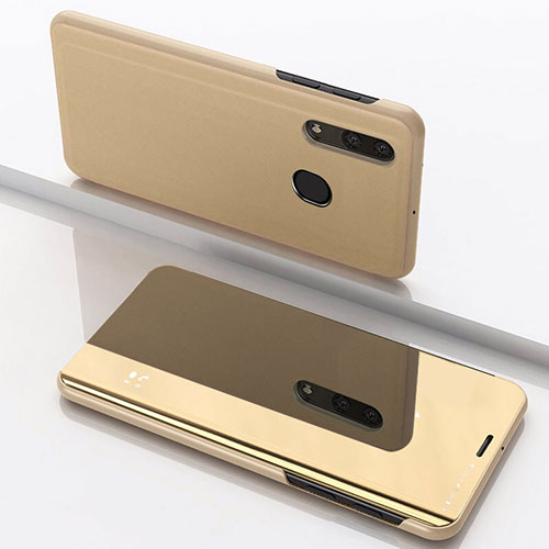 Leather Case Stands Flip Mirror Cover Holder for Samsung Galaxy A30 Gold