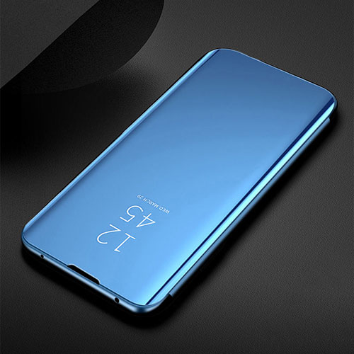 Leather Case Stands Flip Mirror Cover Holder for Samsung Galaxy M30s Blue