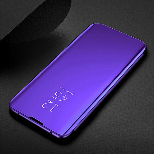 Leather Case Stands Flip Mirror Cover Holder for Samsung Galaxy M30s Purple