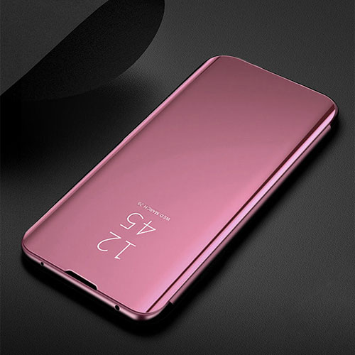 Leather Case Stands Flip Mirror Cover Holder for Samsung Galaxy M30s Rose Gold