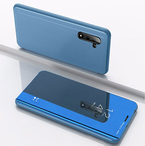 Leather Case Stands Flip Mirror Cover Holder for Samsung Galaxy Note 10 Blue