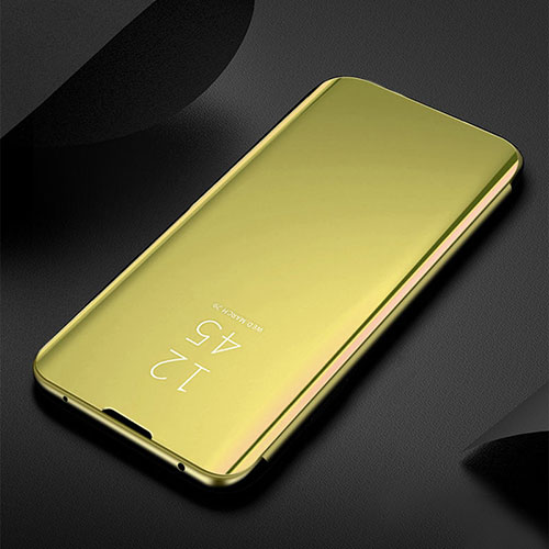 Leather Case Stands Flip Mirror Cover Holder for Xiaomi Mi 12X 5G Gold