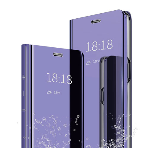 Leather Case Stands Flip Mirror Cover Holder for Xiaomi Mi Max 3 Purple